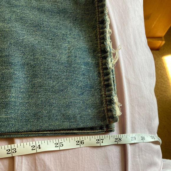 Avec Les Filles size 31 Vintage Blue Button Fly  Distressed Denim Jeans - Picture 10 of 10
